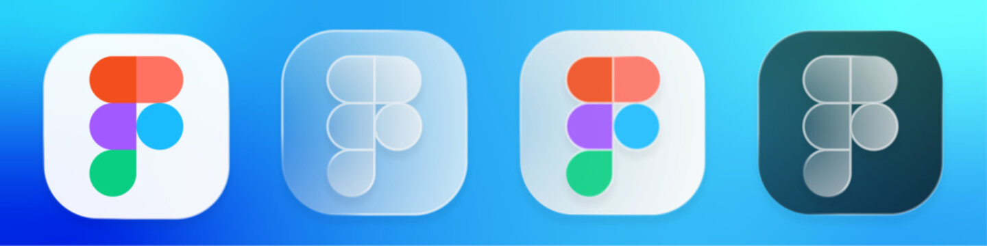 set of figma liquid glass icon. symbol or logo of figma. vector illustration