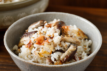 いわし缶と梅の炊き込みご飯