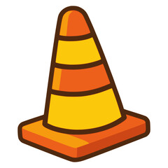 road orange traffic cone equipment flat color vector illustration template design