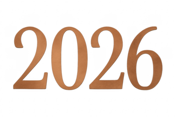 2026 year number in copper metallic design
