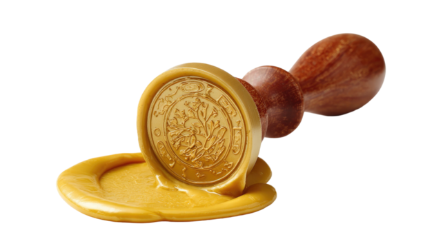 golden grunge wooden stamp with golden paint splashes isolated on white background