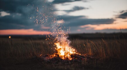 Campfire at Dusk - A Warm and Cozy Scene.
