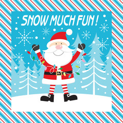 Christmas card with santa and lights