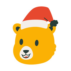 Cartoon Bear Wearing Santa Hat