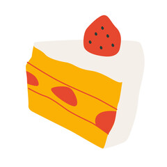 Cartoon Slice of Strawberry Cake