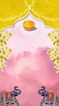 Indian haldi Traditional theme wedding motion background video for einvites