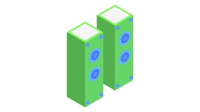 A blue speaker and a green speaker displayed together, showcasing their distinct colors.