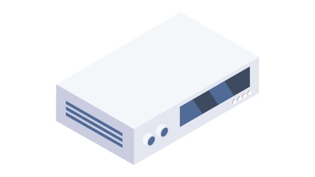 A white box with a remote control resting on top, positioned against a neutral background.