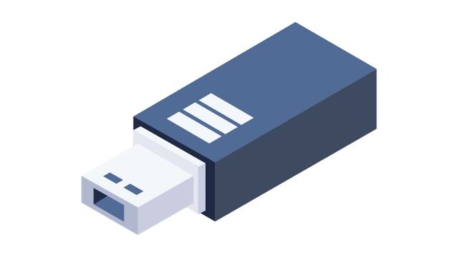 Isometric vector depiction of a USB flash drive, illustrating its compact design and functionality.