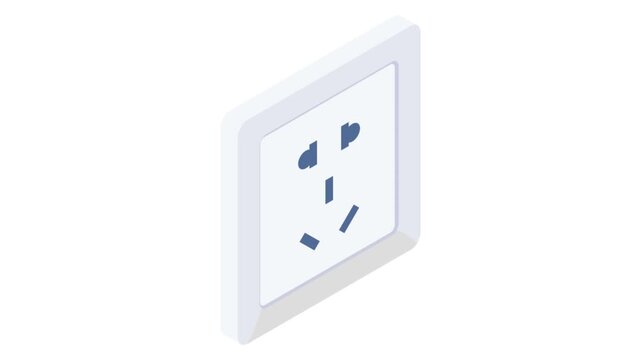 A wall socket icon with a friendly face, representing power and connection in a lighthearted manner.
