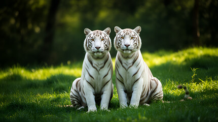 white tiger in the grass