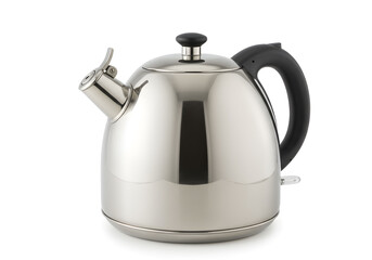 Stainless Steel Kettle on White Background