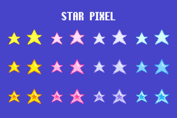 star Pixel Art Icon Set  | Kawaii Fancy Style 星 夜空 スター 絵文字 アイコンセット ファンシー キュート ポップ ピクセル