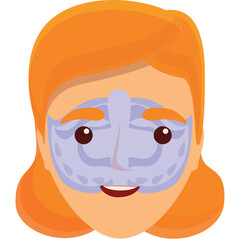 Woman Face With Orange Hair And Blue Mask Covering Nose And Mouth With Smiling Expression On Transparent Background