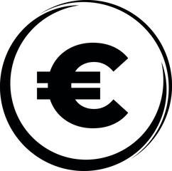 Euro Currency Symbol Outline Isolated euro symbol money isolated on a transparent background
