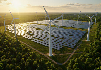 Sustainable Energy Concept with Solar and Wind Power