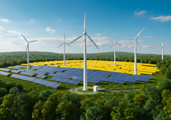 Sustainable Energy Concept with Solar and Wind Power