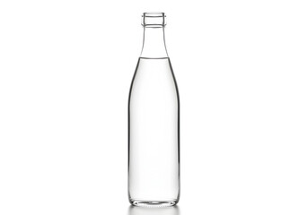 Transparent Glass Water Bottle on White Background