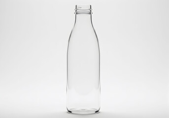 Transparent Glass Water Bottle on White Background