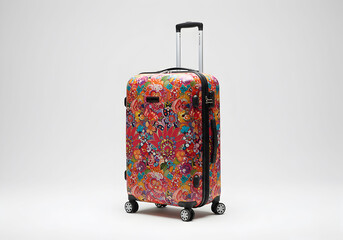 Travel Suitcase Standing on White Background