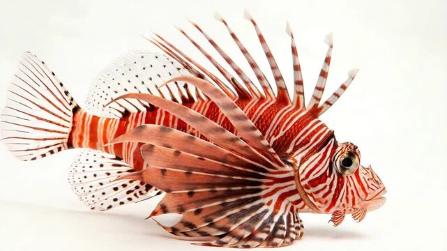 red lionfish isolated on white background video