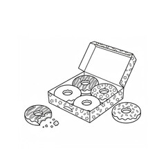 Set of delicious colorful cartoon donuts isolated on a white background. Top view of glazed donuts collection for cafe decoration or menu design. Flat vector illustration.