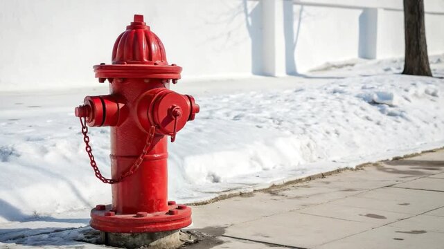 red hydrant at a snow in winter day video