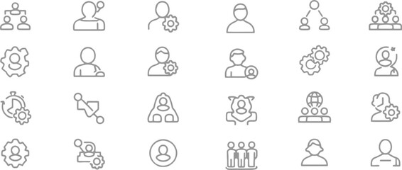 Fototapeta premium Collection of hand drawn business people and organizational chart icons on white background