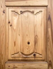 Wooden panel with decorative carvings and a natural wood grain texture