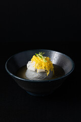 Korean Cold Noodles (Naengmyeon) with Egg and Radish Garnish