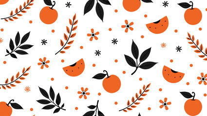 Orange Fruit Botanical Pattern – Modern Seamless Citrus Background
