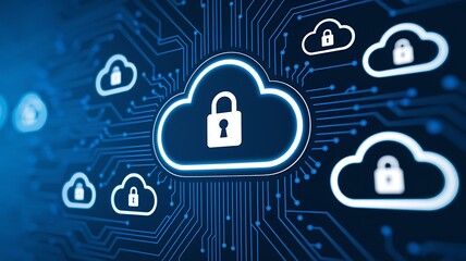 A cybersecurity analyst monitoring cloud security, office with cloud infrastructure diagrams and security alerts visible, High-tech style