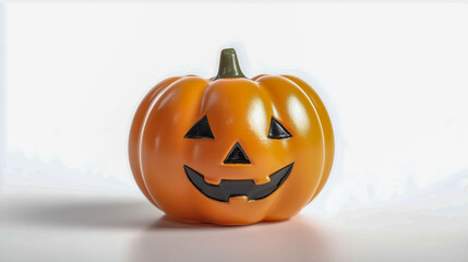 白背景に置かれたかぼちゃのジャックオランタン 秋のハロウィン
