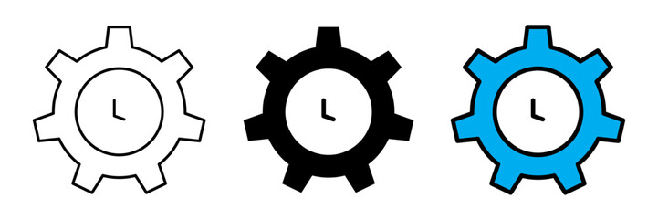 A flat-style time management clock icon in colored, filled, and stroke design. Represents productivity, scheduling, and efficient time planning.