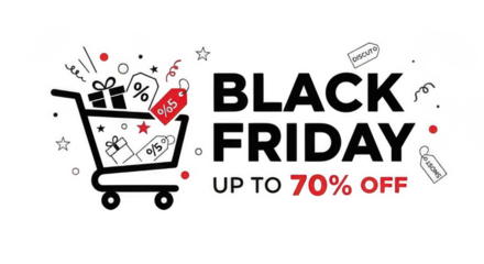 Black Friday text design on white background, PNG, sale text, shopping sale, discount banner, black friday design, typography