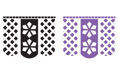 Picado collection with silhouette of floral template. Colorful festive banner flags with floral design. Vector eps 10
