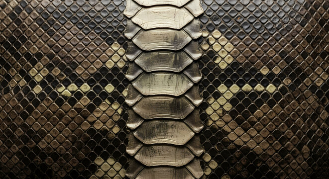 Detailed close up of a real python snakeskin pattern.