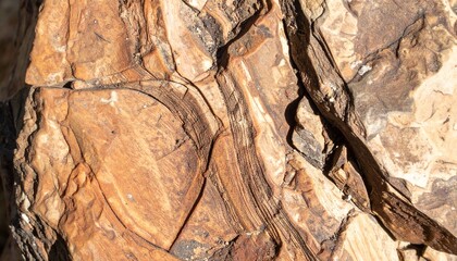 Fototapeta premium Texture and Patterns in Exposed Layered Sedimentary Rock Formation Abstract Nature Art