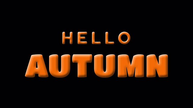 Hello Autumn doodle orange text with drop animation using alpha channel. Ideal for autumn related motion graphic designs.