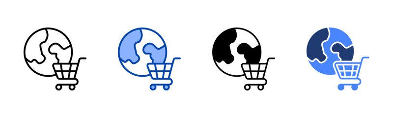 Global Market icon set multiple style collection