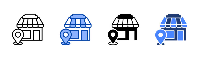 Local Market icon set multiple style collection