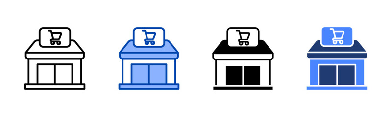 Storefront icon set multiple style collection