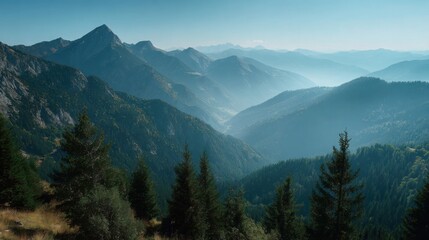 Obraz premium Majestic Horizons: A Breathtaking View of the Mountains