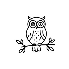 Fototapeta premium Owl vector, nocturnal bird on branch as mysterious forest symbol under moonlight, perfect for dark nature illustration, gothic poster, or mystical wildlife design.