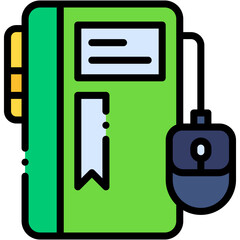 Vector icon EBooks, ELearning, Education, Online Class, Digital Book, Mouse