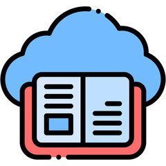 Vector icon ELearning, Cloud, Education, Digital Library, Cloud Server, Online Education