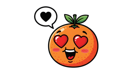 Adorable orange character with heart eyes expressing love, perfect for Valentine's Day promotions or cute food-related designs, ideal for joyful messages