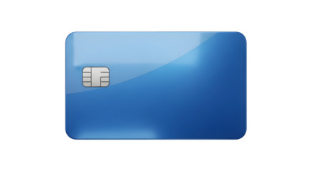 Sleek blue credit card mockup for finance, banking, and modern payment solutions, perfect for digital marketing and business promotions with chip technology