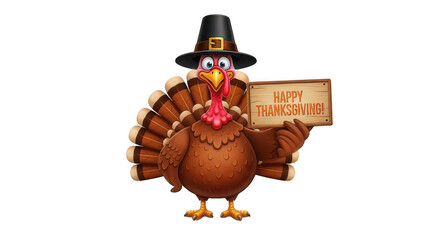 Vector Illustration of a Happy Thanksgiving Celebration Design with Cartoon Turkey, PNG