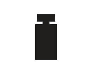 Simple silhouette of a tall rectangular bottle with a cap